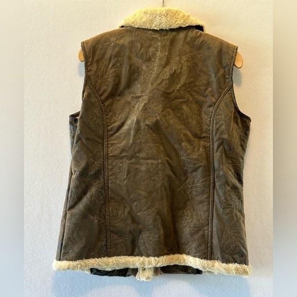 Woolrich Women's Saddle Brown Faux Leather Fur Vest Large - Picture 3 of 5